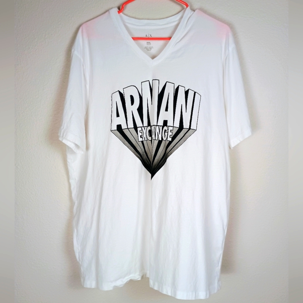 Armani Exchange Bold Logo Short Sleeves T-shirt | Size XXL | White & Bla…